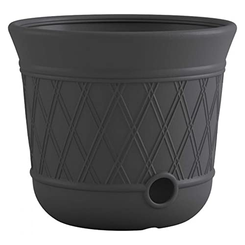 Suncast Lattice Hose Pot for Outdoor Garden Storage, Peppercorn - Holds 300 ft Expandable or 50 ft Standard 5/8" Vinyl Hoses, Resin Hideaway Organizer with Drainage and Water Supply Port - size: 1 Pack
