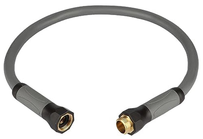 YOTOO Heavy Duty Hybrid Garden Lead in Water Hose 5/8-Inch by 3-Feet 150 PSI, Kink Resistant, All-Weather Flexible with Swivel Grip Handle and 3/4" GHT Solid Brass Fittings, Gray - color: Gray, size: 1.28-Feet