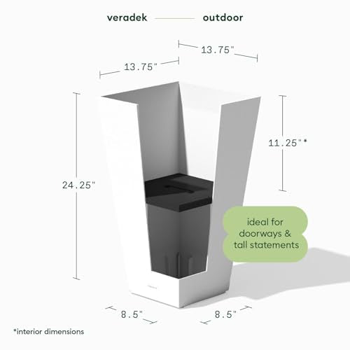 Veradek Pure Series Taper Planter - Tall Tapered Outdoor Planter with Shelf - color: White, size: 24 inch - 1 Pack