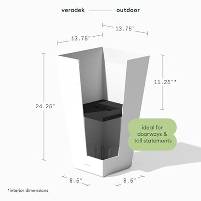 Veradek Pure Series Taper Planter - Tall Tapered Outdoor Planter with Shelf - color: White, size: 24 inch - 2 Pack