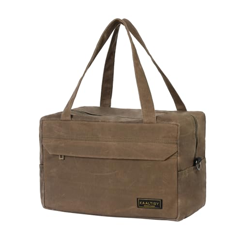 Tool Storage Bag | 16OZ Waxed Canvas Tool Tote Bag with Convenient Handle & Smooth Zipper - for Wrench Set Hammer Pliers, Multi-Purpose Gardening Carrier Bag with 6 Pockets | Grey | Small - color: Grey, size: S
