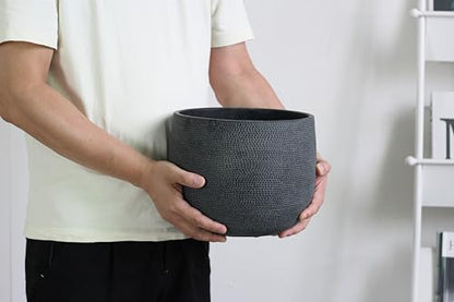 Olly & Rose Barcelona Ceramic Plant Pot Large 10 Inch - Charcoal Black Flower Pots - Plant Pots Indoor & Outdoor Planters Extra Large - color: Black