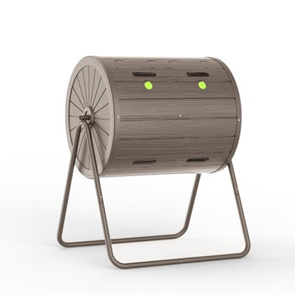 EasyUp Dual Chamber Tumbling Composter, 43 Gallon Outdoor Tumbling Composter, Rotating Design with Renovate Doors and Steel Frame(Gray) - color: Gray