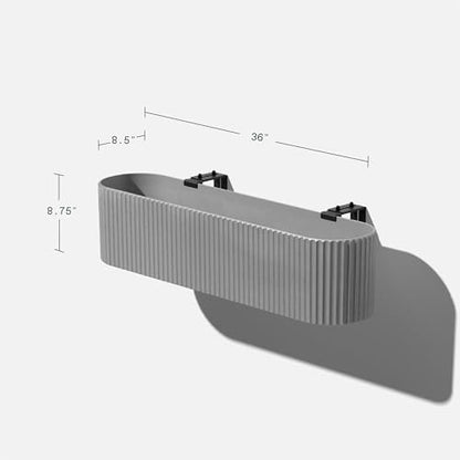 Veradek Demi Series Railing Planter - Round Window Box with Bracket - color: Gray, size: 36 inch