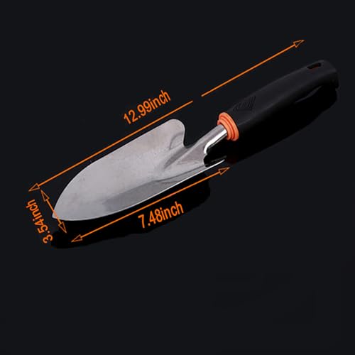 Garden Tool Shovel for Digging Gardening Trowel for Lawn Planting Stainless Steel Spade Rubber Handle Anti Slippery - color: Silver Rubber Handle