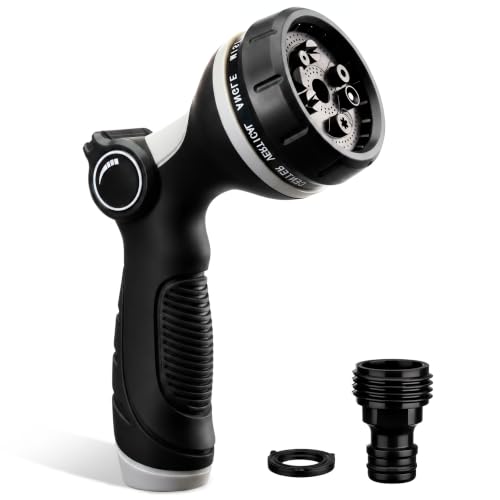 Garden Hose Nozzle,Water Hose Sprayer Thumb Control with 10 Spray Patterns - color: Black