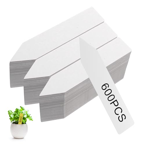 SumDirect Plant Labels,4 Inch 600pcs Waterproof Plastic Plant Name Tags for Garden Labels Markers Seedlings Write Markers Nursery Tree Stake Tags (White) - color: White-600pcs