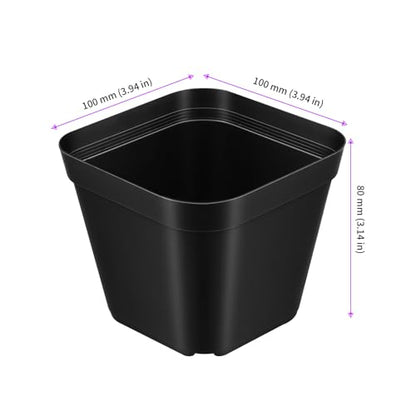 JEUIHAU 150 Packs 4 Inch Black Plastic Square Nursery Pots