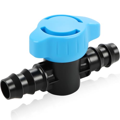 RedChili 10 Pack 1/2 Inch Irrigation Shut Off Valves, Drip Irrigation Barbed Shutoff Valve for 1/2 Inch Drip Irrigation Tubing 16mm Shut-Off/On Valve Regulate Water Flow, Male x Male - size: 1/2" Valve（16mm）