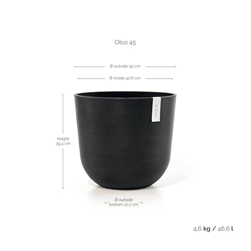 Ecopots Oslo Round Flower Planter, Dark Grey, 17.75" - color: Dark Grey, size: 17.5"