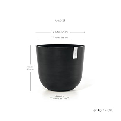 Ecopots Oslo Round Flower Planter, Dark Grey, 17.75" - color: Dark Grey, size: 17.5"