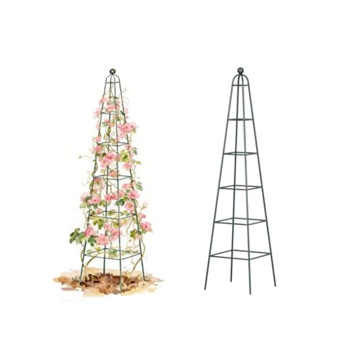 Vego Garden 7.8 ft Pyramid Obelisk Garden Trellis, Metal Rustproof Plant Support Rose Trellis, Tower Potted Cages for Flowers Fruits Vegetable Vines Indoor & Outdoor - size: 7.8 Ft