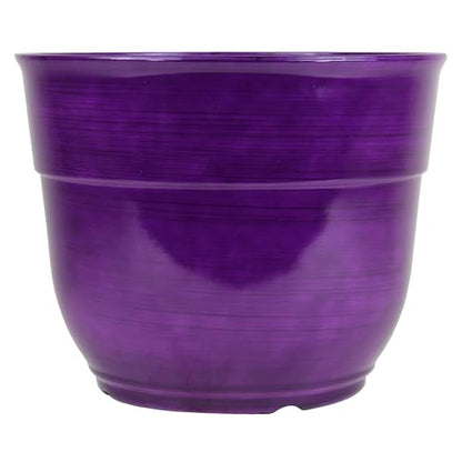 Garden Elements Indoor/Outdoor Glazed Brushed Happy Plastic Planter, Large, Dark Purple, 15" - color: Dark Purple