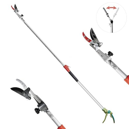 GARTOL Pruner for Garden, Cut Upto 1 Inch & Hold Telescopic Pole Pruner, Fruit Picker with Rotating Blade Head, Lightweight Aluminum Extendable Handle for Tree Branch Cutter, 3.67-5.45 FT, Silver - size: 3.67-5.45 FT