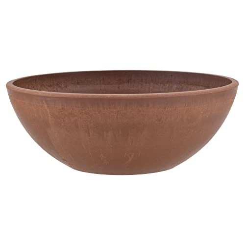 PSW Pot Collection M25TC10-inch Plastic/Stone/Wood Composite Low Bowl Planter – No Drainage Hole (Drillable), Shallow Indoor/Outer Pot for Succulents, Bonsai, Fairy Gardens, Herbs, Terra Cotta Color - color: Terra Cotta, size: 10 Inch