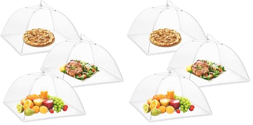 Onarway Food Covers for Outside Mesh: 6 Pack 14 Inch Pop Up Fine Fly Net for Fruit - Collapsible Screen Umbrella Food Tent for Outdoor Picnic Party BBQ - size: 14 inch x 6 packs