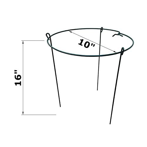 10 Pack 10" Wide x 16" High Peony Cage Rings Garden Plant Support Brace Round Metal Plant Stakes Rings, Strong Large Garden Supports for Flowers, Peonies, Rose, Lily - size: 10"x16" Pack of 10