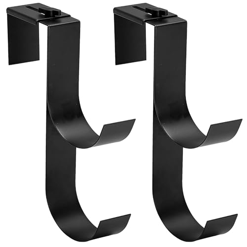 codree 2 Pcs Adjustable Pool Fence Hooks for Pool Equipment, Black Heavy Duty Fence Hooks for Pool Poles, Slipe-on Fence Hanger for Pool Hose Pool Skimmer, Fits 1.4 Inch to 3 Inch Railing - color: Adjustable Black-2