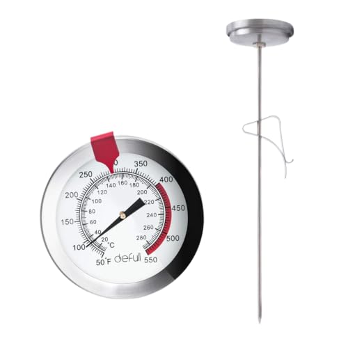 12" Deep Fry Thermometer with Clip Instant Read Dial Thermometer 12 inch Stainless Steel Stem Meat Thermometer Cooking Thermometer for Turkey, BBQ, Grill - size: DeepFry Thermometer-12 Inch Probe