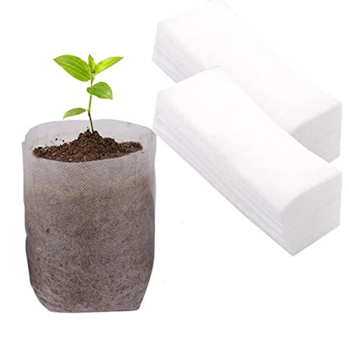 gardtree Plant Nursery Bags 5.5 * 6.3 inches 200PCS, Non-Woven Biodegradable Plant Grow Bags Fabric Seedling Starter Bags for Vegetable Flower Fruit Saplings Tree, Home Garden Supply - color: White, size: 5.5"x6.3"/200PCS