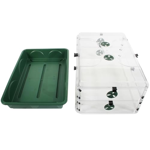 EarlyGrow 24" x 15" x 12.75" Domed Propagator with 2 Height Extenders and Locking Clip Set, Green - size: 2 Side Extenders and Locking Clip Set