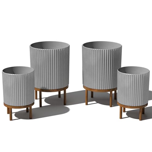 Veradek Demi Series Raised Duo Planters - Set of 2 Planters with Stands - color: Gray/Brown, size: Bundle - 2 Pack