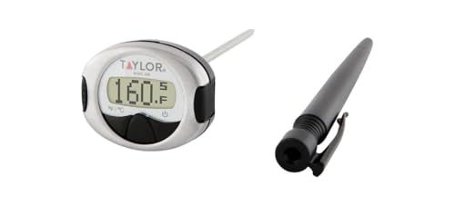 Taylor Pro Instant Read Digital Food Thermometer – Stainless Steel Probe with 0.4" Dot Matrix Display, -58°F to 448°F Temperature Range for BBQ, Baking & Candy Making (Steel/Black) - color: No Color