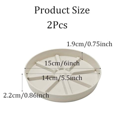 2Pcs 6 Inch Plant Saucer Drip Tray, Clear Plastic Flower Pot Saucers, Thicker Anti-Rot Root Water Catcher Tray for Indoor Outdoor Planters, Heavy Sturdy Pot Base Plate Beige - color: Beige