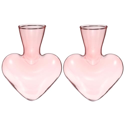 M METERXITY 2-Pack Propagation Vases, Heart-Shaped Glass Propagation Stations for Indoor Plants/Desktop Decor/Home Garden, Plants Terrariums Hydroponic Vases [Pink] - color: Pink