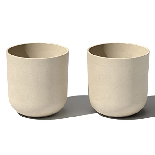 Veradek Mason Series Lima Planter - Large Round Outdoor Planter - color: Sand, size: 10 inches - 2 Pack