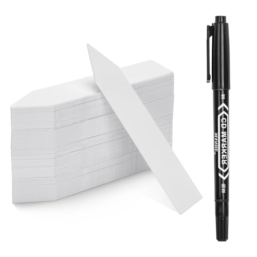 KINGLAKE 100 Pcs 4 Inch Plastic Plant Garden Labels Pot Marker Nursery Garden Stake Tags White - color: White