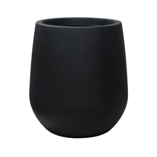 11.8" H Plastic Matte textured Black Planters with Drainage Holes and Plug - color: Black, size: 11.81"