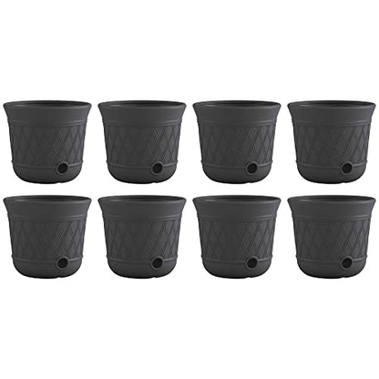 Suncast 8 Pack 14" x 12" Round Resin Decorative Weatherproof Outdoor Hideaway Standard Garden Hose Storage Pot with Drainage Holes, Gray - size: 8 Pack