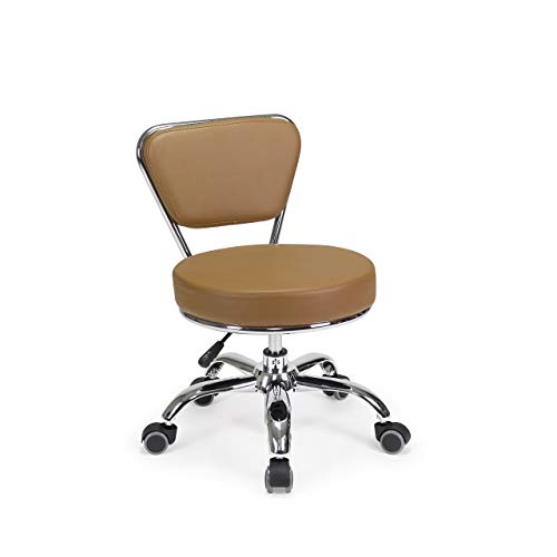 MAYAKOBA Dayton Rolling Bathroom Seat (Cappuccino) Pneumatic, Short Stool with Adjustable Height 13"-15", Perfect for Bathroom Tub Height, Paded Shower Bench with Back-Support - color: Cappuccino