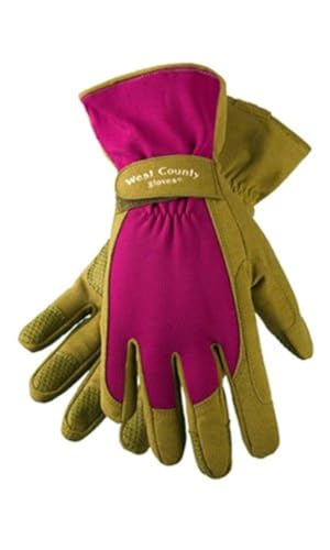 West County 074B/M Classic Gloves – Medium, Berry, Gardening Gloves w/ Extended Cuff, Dotted Palm and Finger Tips - size: Medium