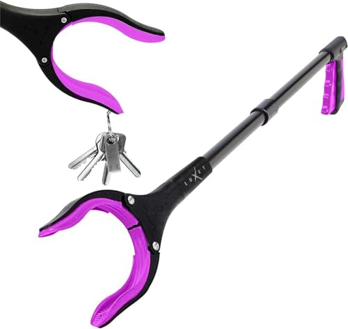 Grabber Reacher Tool - 2 Pack - Latest Version Long 19/32 Inch Foldable Pick Up Stick - Strong Grip Magnetic Tip Lightweight Trash Picker Claw Reacher Grabber Tool for Elderly Reaching, Luxet (Pink) - color: Pink