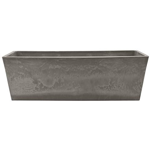 PSW Pot Collection [25.3 inch] Plastic/Stone/Wood Composite Window Box Rectangular Planter – No Drainage Hole (Drillable), Indoor/Outdoor Pot for Flowers and Vegetables, Cement Color - color: Cement, size: 25.5" x 9"
