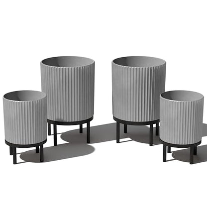 Veradek Demi Series Raised Duo Planters - Set of 2 Planters with Stands - color: Gray/Black, size: Bundle - 2 Pack