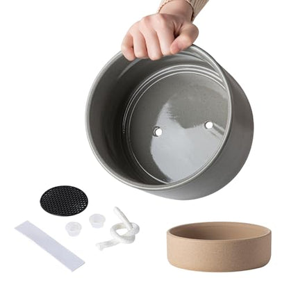 8 Inch Ceramic Self Watering Planter with Drainage Hole, Dark Grey - color: Darkgrey, size: Medium