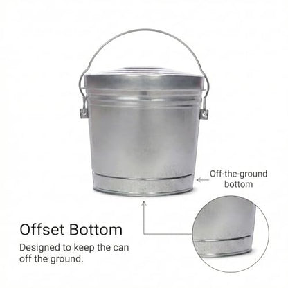 6 Gallon Outdoor Garbage Can, Galvanized Metal Trash Can with Locking Lid, Rust & Weather Resistant Storage Bin for Dog Poop, Pet Food, Charcoal