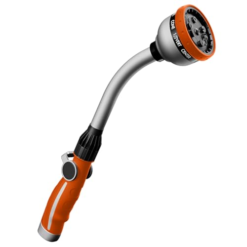 RESTMO Watering Wand Heavy Duty, 15-Inch Long Hose Nozzle Sprayer - color: Orange