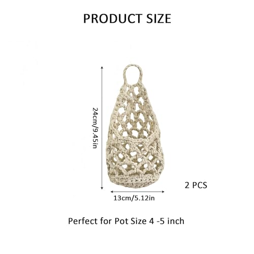Macrame Plant Hanger Set of 2, Boho Wall Hanging Planter for up to 4" Pots - color: 2 Pcs White, size: 4 Inch