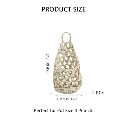 Macrame Plant Hanger Set of 2, Boho Wall Hanging Planter for up to 4" Pots - color: 2 Pcs White, size: 4 Inch