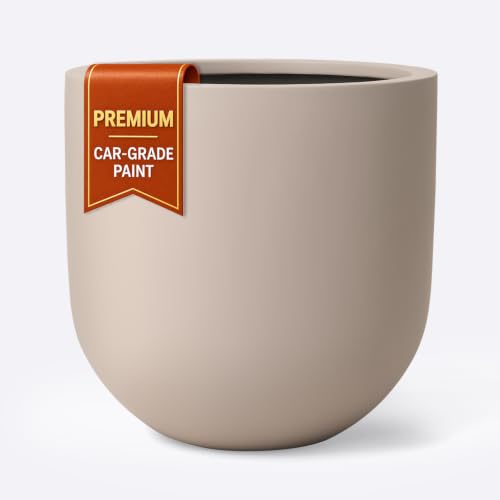 KUTE NEST 12" Premium Arco Fiberstone Patio Planter - Taupe - color: Taupe, size: 12"H x 12"D