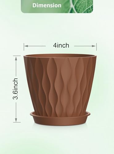Set of 6 Plant Pots 4 inch Pots, Plastic Planters with Drainage Holes and Saucers,Plastic Flower Pots,Nursery Planting Pot for Indoor Out Door Plants（Multicolour） - color: Multicolour