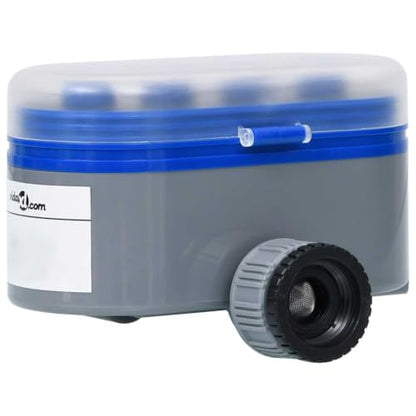 Double Outlet Water Timer for Garden Irrigation, Automatic Dual Valve Hose Faucet Controller with Ball Valves for Lawn Watering, Blue - color: Blue