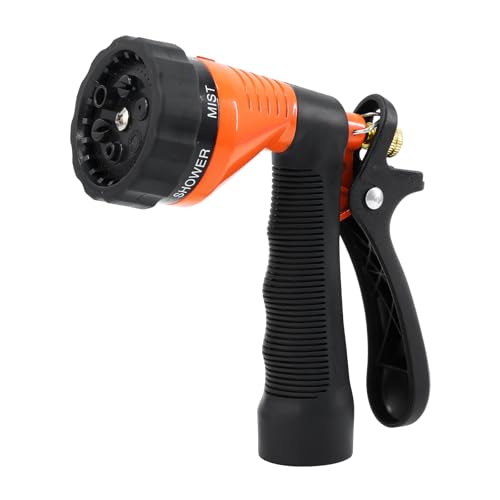 RESTMO Garden Hose Nozzle Heavy Duty, Hose Spray Nozzle for Garden Hose - color: Orange