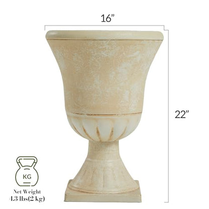 Worth 22'' Tall Urn Planters for Outdoor Plants Set of 2, Large Flower Pots - color: Beige