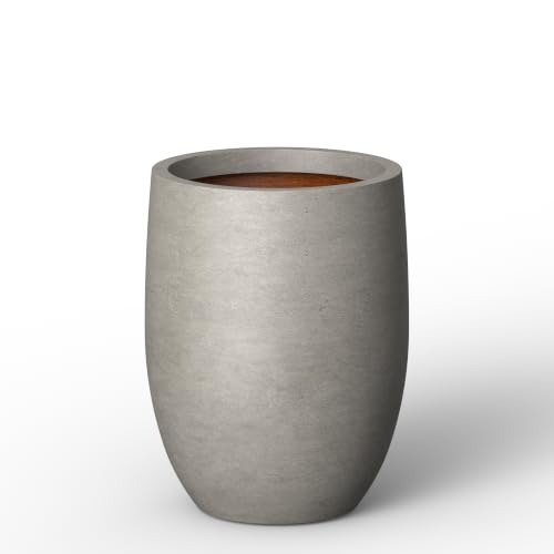 Kante Weathered Concrete Planter 9.1" Dia All-Weather Round Small Pot - color: Rustic Concrete, size: 11.8 Inch Tall