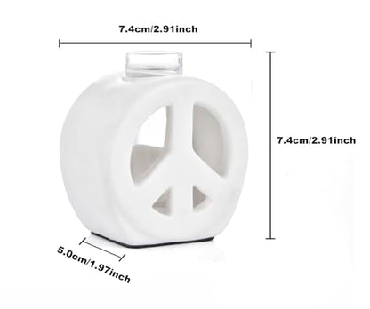 Propagation Vase, 2-in-1 Small Flower Vase and Aromatherapy Diffuser, Handcrafted Ceramic with Clear Glass Root Observation Tubes, Modern Desktop Centerpiece for Plant Lovers - color: White Peace Sign